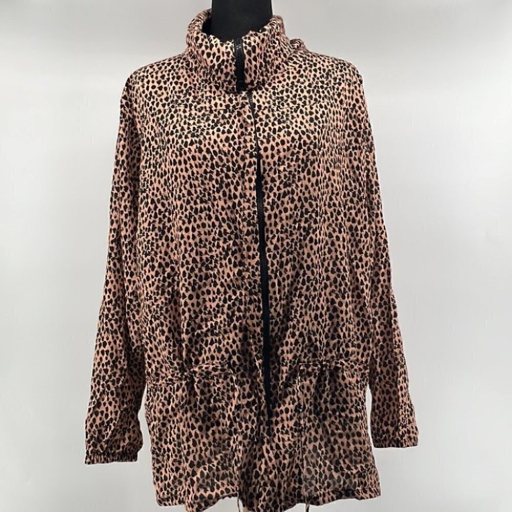 𝅺malai swimwear NWT cheeta zip up jacket cinch waist sz m/l animal print - Picture 2 of 12